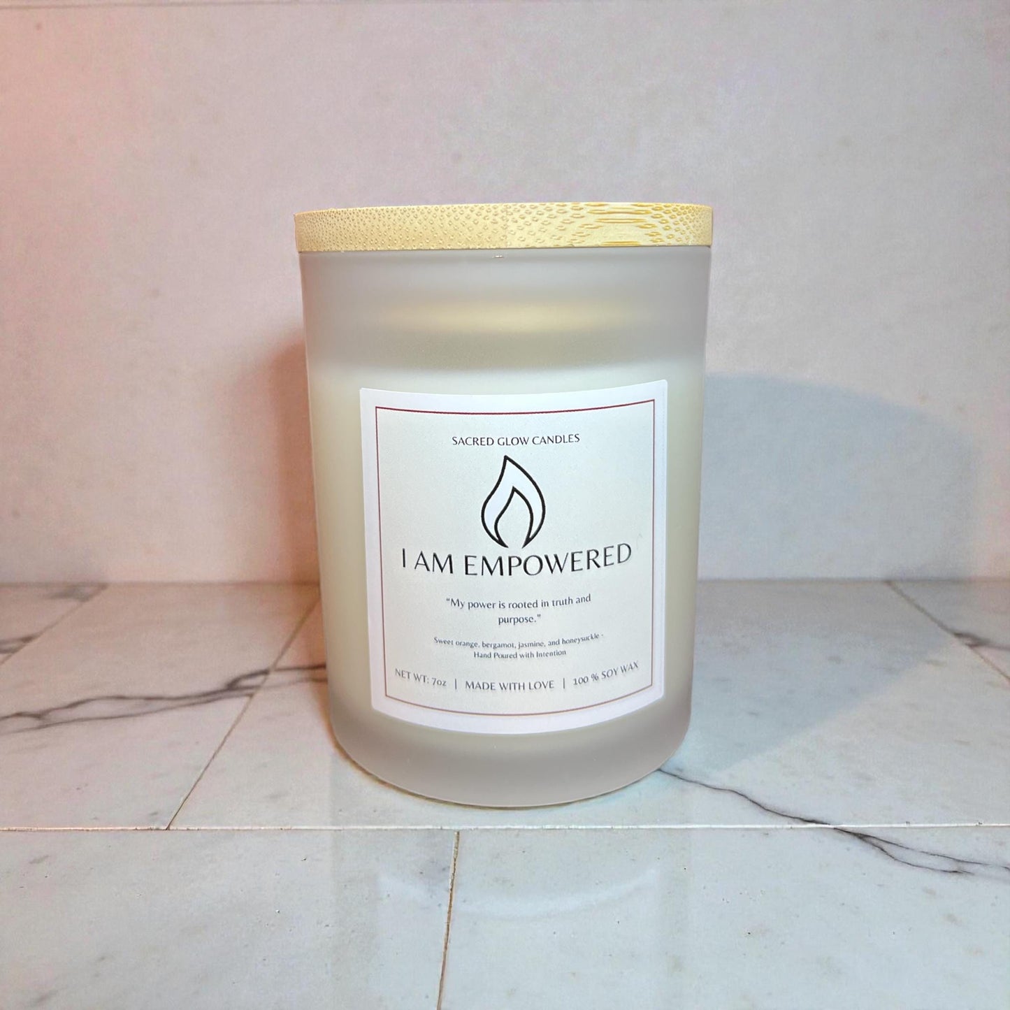 I Am Empowered: Sweet Orange, Honeysuckle, Bergamot, and Jasmine Candle