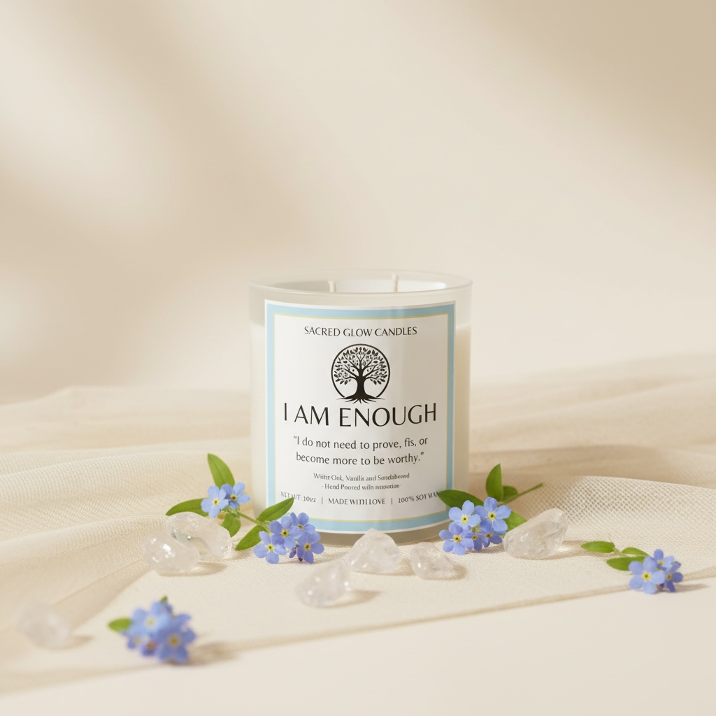 I Am Enough: White Oak, Vanilla, Sandalwood Candle