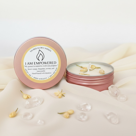 Mini Intention Candle : I Am Empowered, sweet orange, bergamot, honeysuckle, jasmine scents