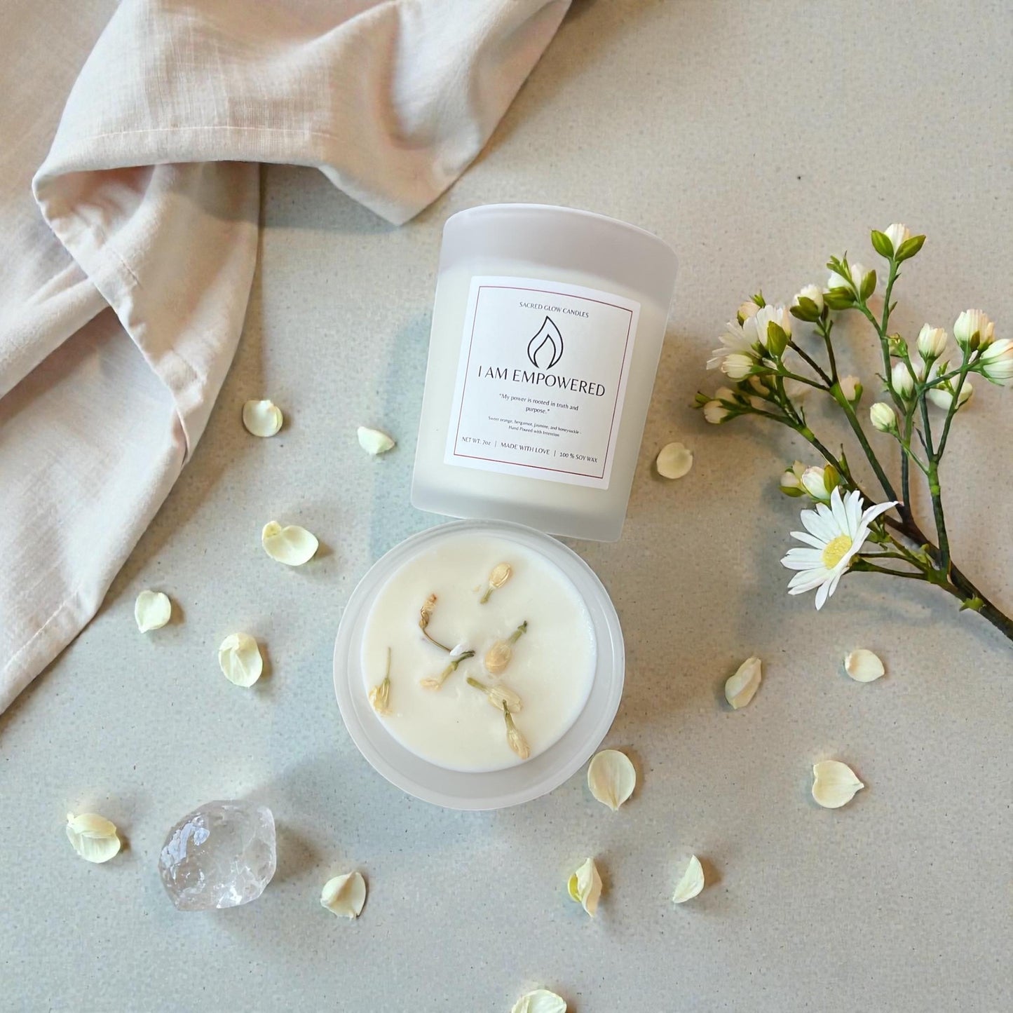 I Am Empowered: Sweet Orange, Honeysuckle, Bergamot, and Jasmine Candle
