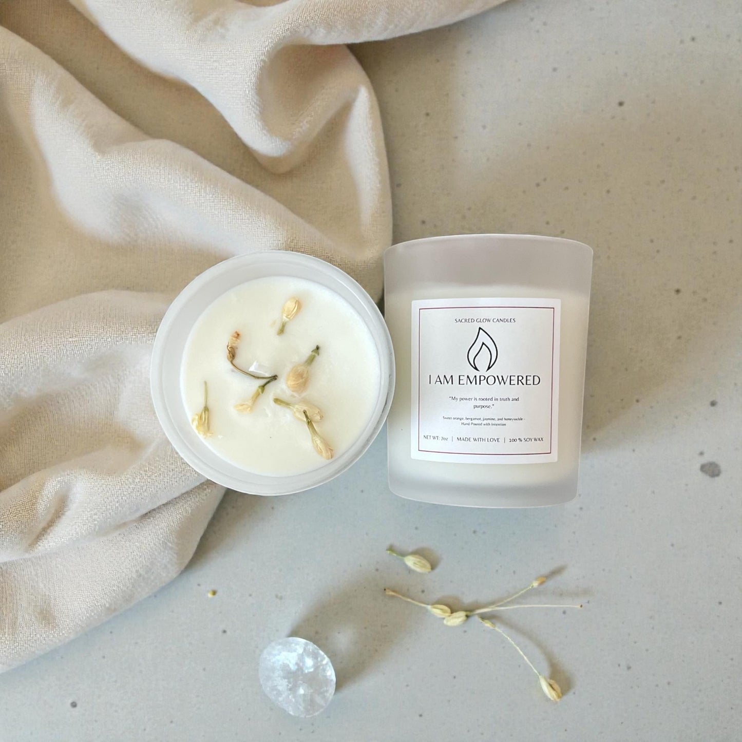 I Am Empowered: Sweet Orange, Honeysuckle, Bergamot, and Jasmine Candle