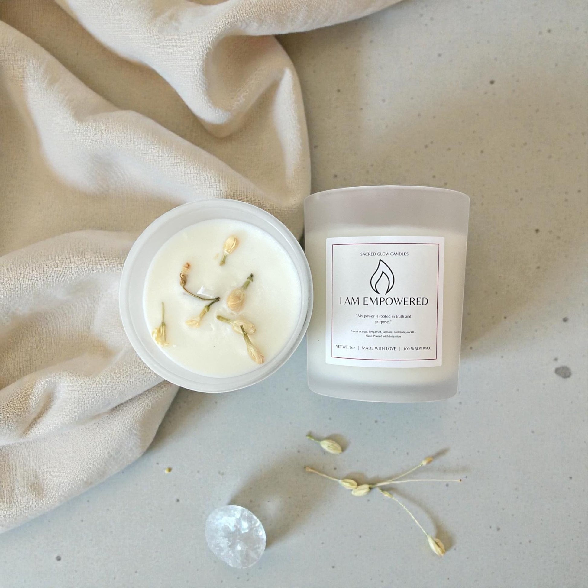 I Am Empowered: Sweet Orange, Honeysuckle, Bergamot, and Jasmine Candle
