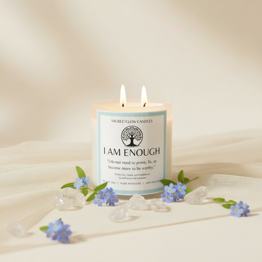 I Am Enough: White Oak, Vanilla, Sandalwood Candle