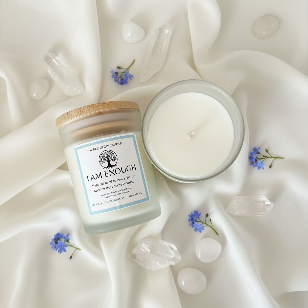 I Am Enough: White Oak, Vanilla, Sandalwood Candle