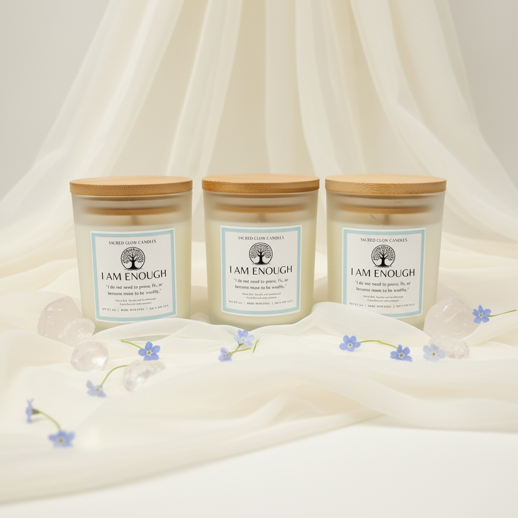 I Am Enough: White Oak, Vanilla, Sandalwood Candle