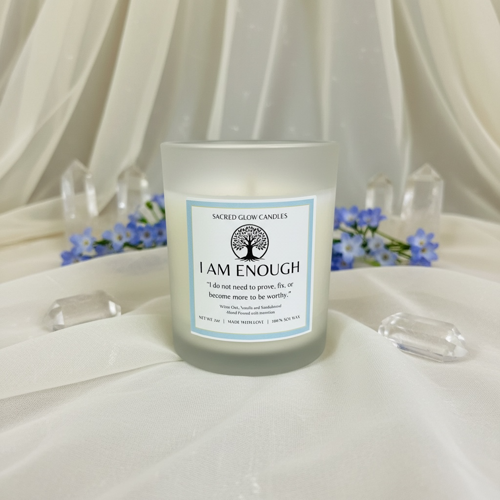 I Am Enough: White Oak, Vanilla, Sandalwood Candle
