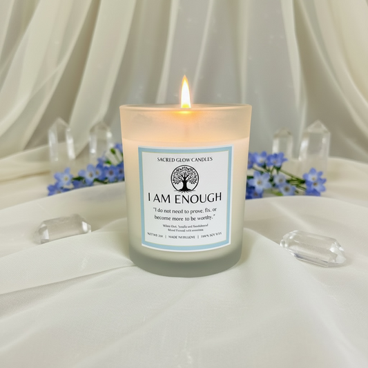 I Am Enough: White Oak, Vanilla, Sandalwood Candle