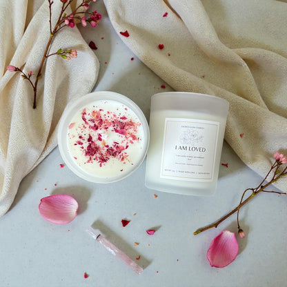 The Self Love & Peace Duo Candles: vanilla, rose, lavender, chamomile scents