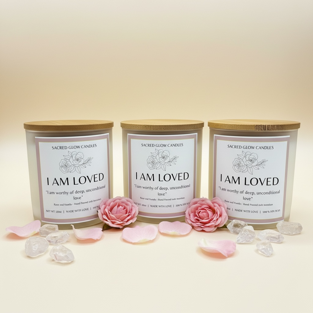 I am loved 10 oz soy wax candle:Rose and Vanilla scents