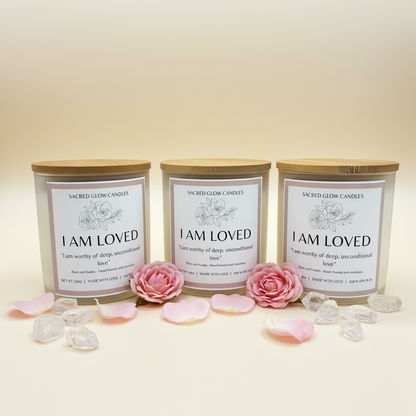 I am loved 10 oz soy wax candle:Rose and Vanilla scents