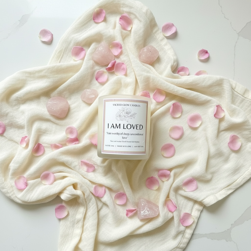 I am loved 10 oz soy wax candle: Rose and Vanilla scents