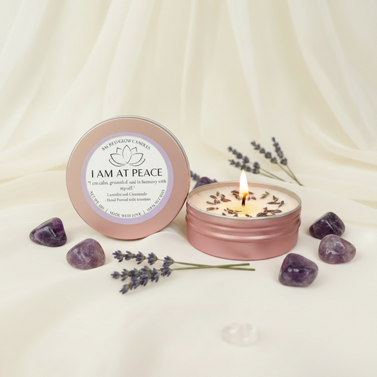 Mini Intention Candle – I Am At Peace, lavender and chamomile scents