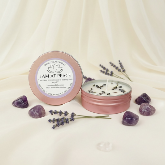Mini Intention Candle – I Am At Peace, lavender and chamomile scents