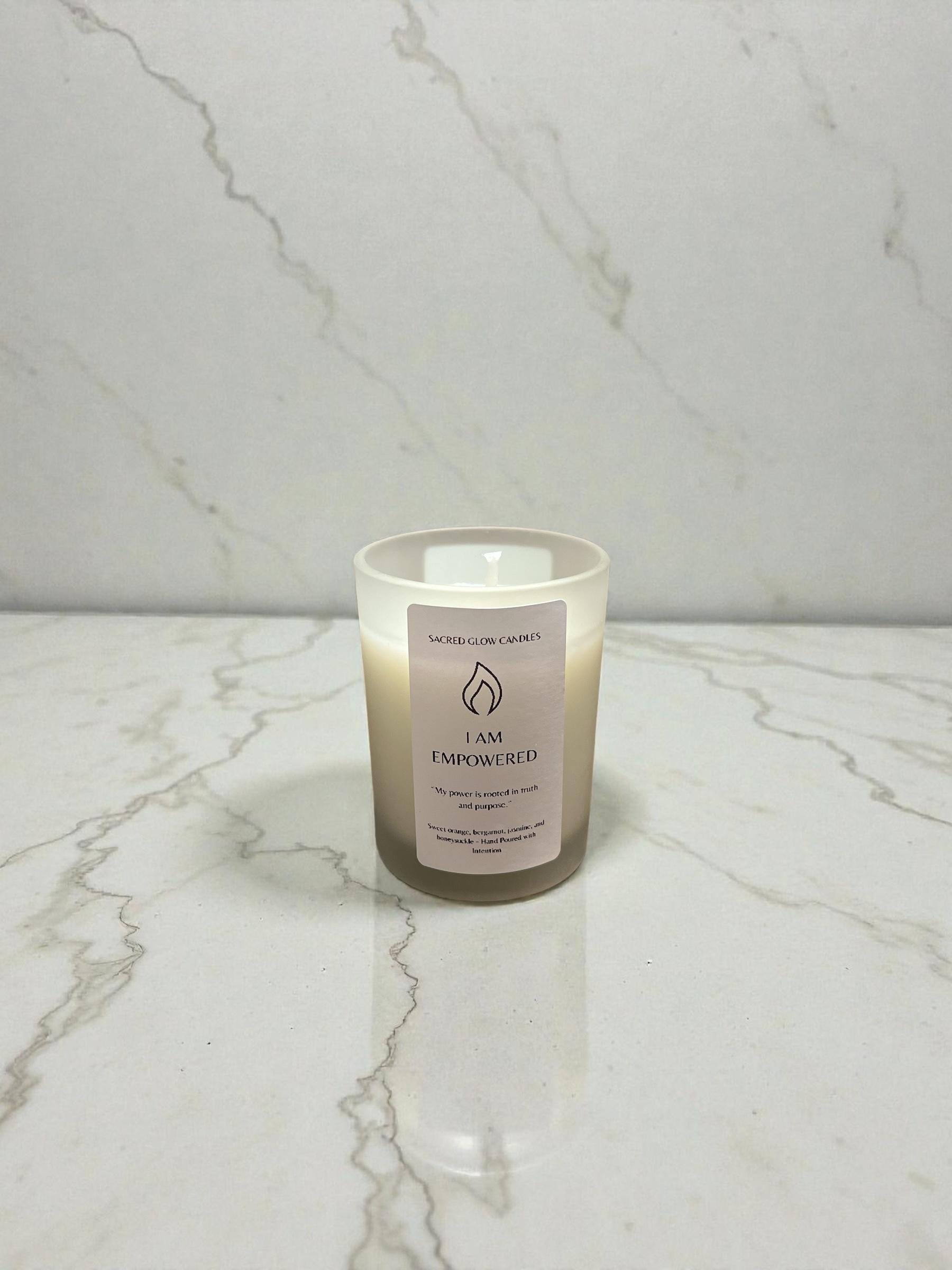 Mini Intention Candle : I Am Empowered, sweet orange, bergamot, honeysuckle, jasmine scents
