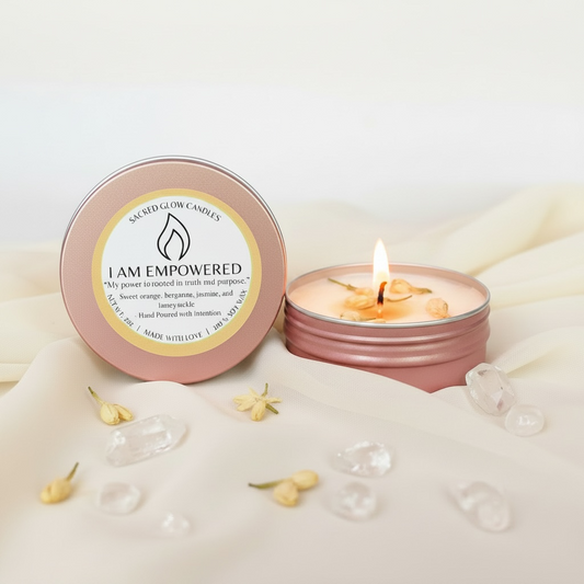 Mini Intention Candle : I Am Empowered, sweet orange, bergamot, honeysuckle, jasmine scents