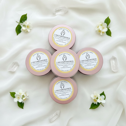 Mini Intention Candle : I Am Empowered, sweet orange, bergamot, honeysuckle, jasmine scents