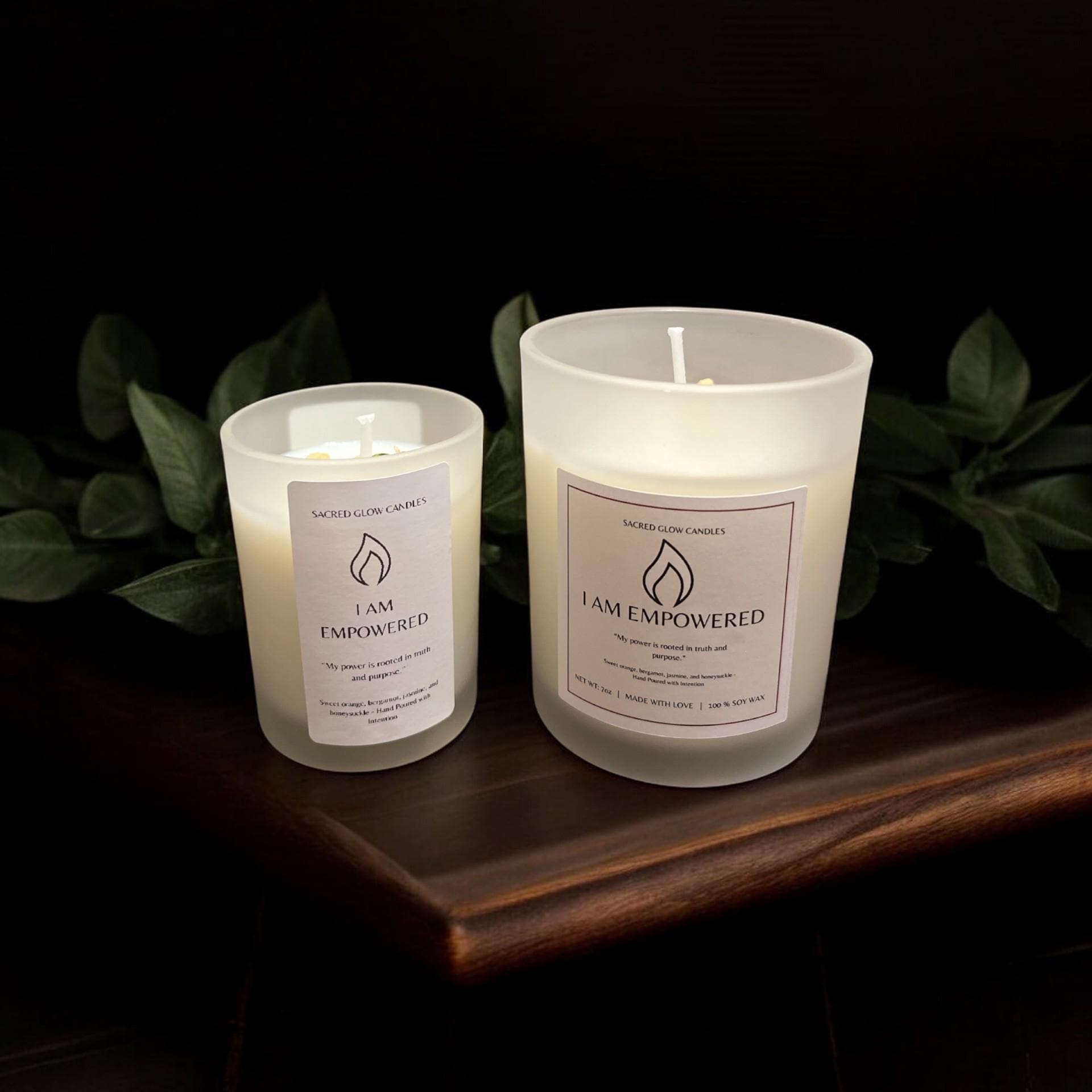 Mini Intention Candle : I Am Empowered, sweet orange, bergamot, honeysuckle, jasmine scents