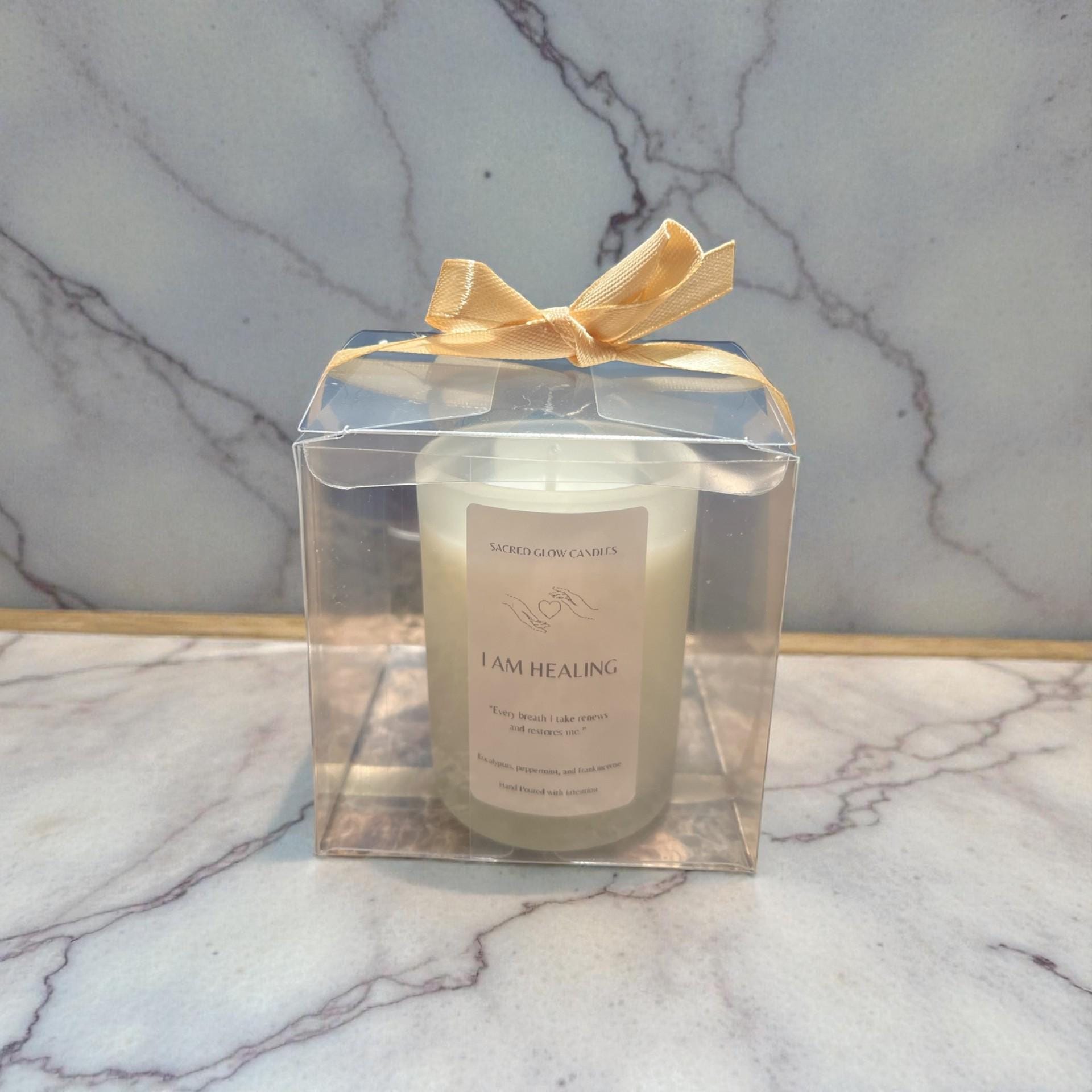 Mini Intention Candle: I Am Healing: Eucalyptus, peppermint,  frankincense scents