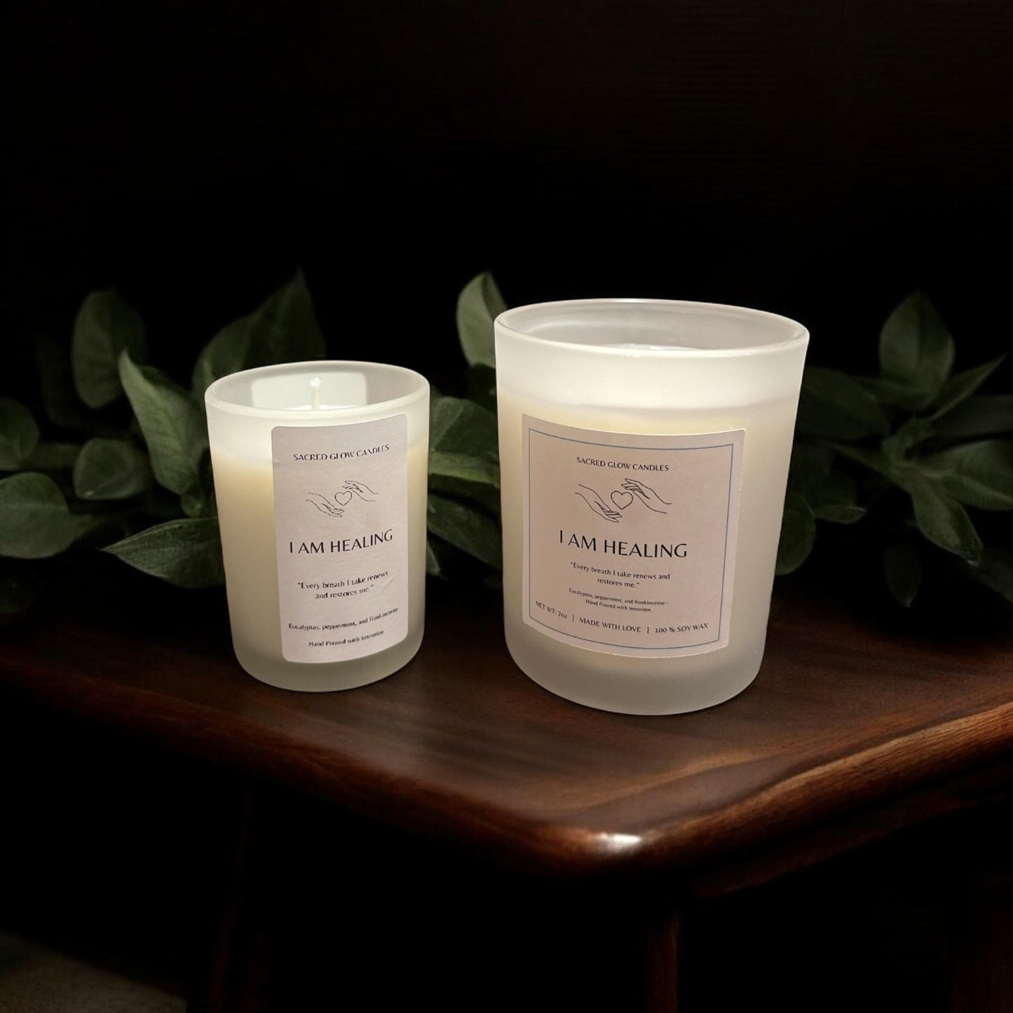 Mini Intention Candle: I Am Healing: Eucalyptus, peppermint,  frankincense scents