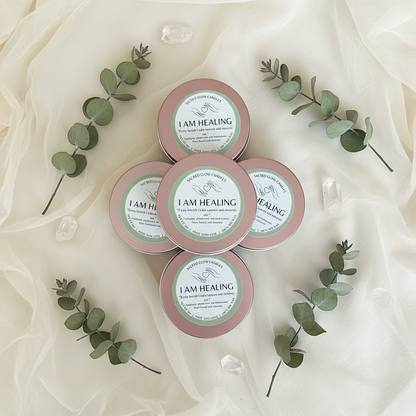 Mini Intention Candle: I Am Healing: Eucalyptus, peppermint,  frankincense scents