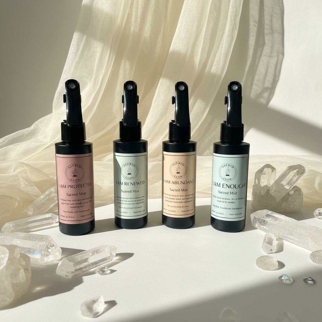 Sacred Mist: I Am Abundant (4oz): Sweet orange, Patchouli, and Cedarwood scents