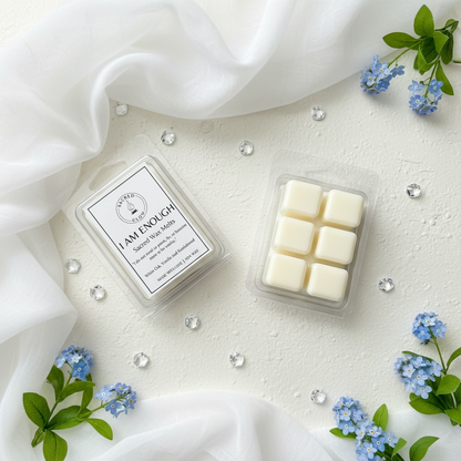 sacred wax melts: i am enough with white oak, vanilla and sandalwood