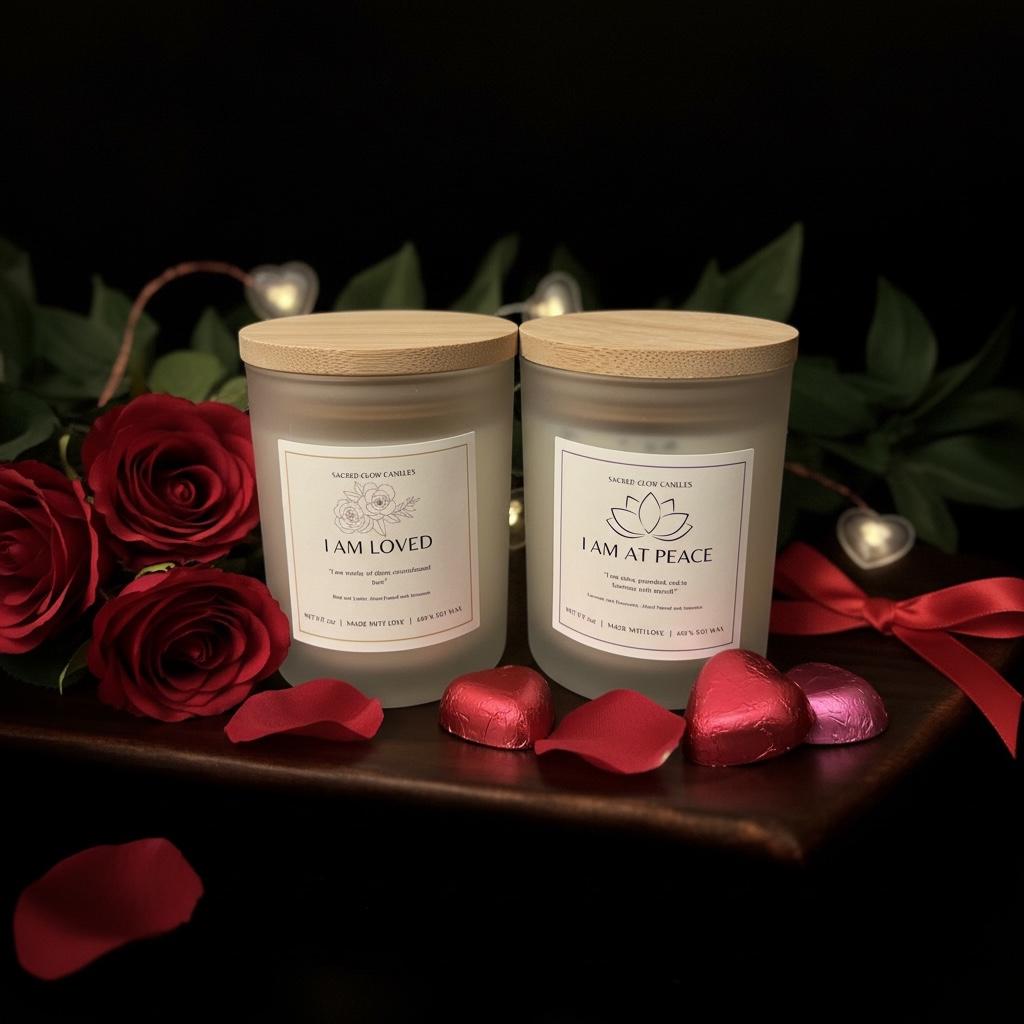 The Self Love & Peace Duo Candles: vanilla, rose, lavender, chamomile scents