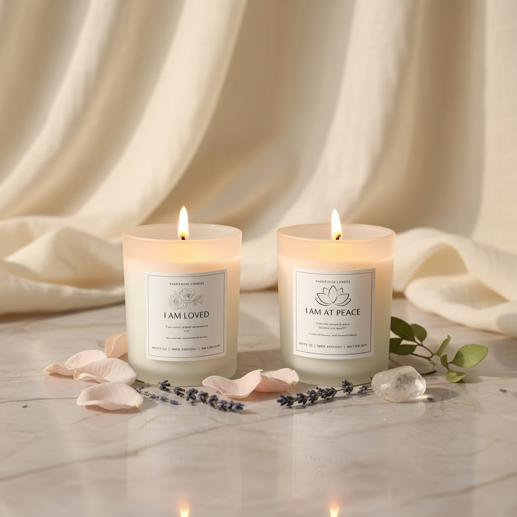The Self Love & Peace Duo Candles:  vanilla, rose, lavender, chamomile scents